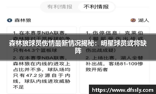 森林狼球员伤情最新情况揭秘：明星球员或将缺阵