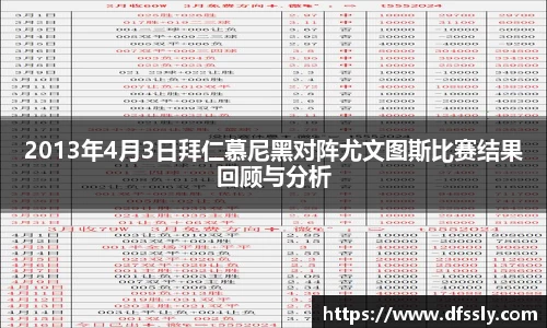 2013年4月3日拜仁慕尼黑对阵尤文图斯比赛结果回顾与分析